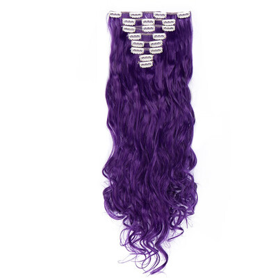 

24 Inches Curly 8 Pcs Full Head Clip in Hair Extensions Synthetic 8 Piece 18 Clips Hairpiece Long Wave Trendy Design for Women