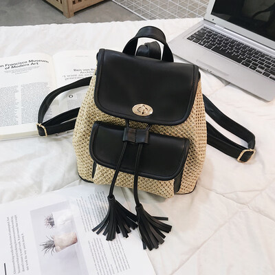 

Summer new woven small bag female 2019 new Korean version of the wild fashion small backpack student bag backpack