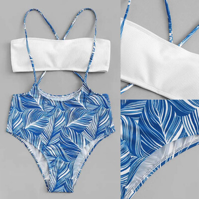

Roseonmyhand Women Printing Bandage Bikini Set Brazilian Swimwear Beachwear Swimsuit