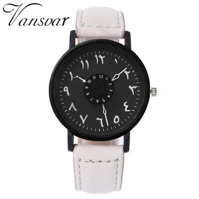 

Vansvar Silver Arabic Numbers Watch Leather Womens Clock Fashion Casual Women Quartz Wristwatches Relogio Feminino