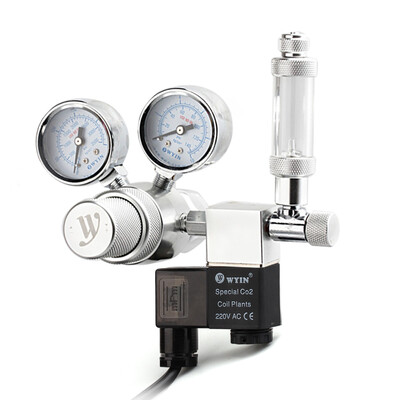 

12V Output Voltage Aquarium CO2 Regulator CO2 Pressure Regulator with Solenoid Large Double Pressure Gauge Bubble Counter & Check