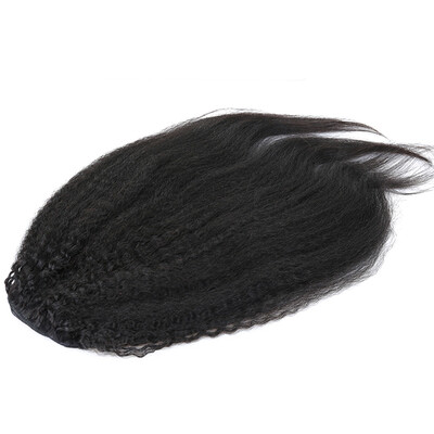 

Dolago Kinky Straight Ponytail For Women Natural Coarse Indian Hair 1 Piece Clip In Ponytails Black 100 Human Hair Extension
