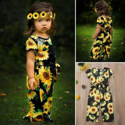 

Newborn Kids Baby Girls Romper Sunflower Floral Bodysuit Jumpsuit Princess Outfits Clothes