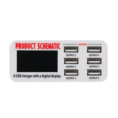 

6 Ports 6A USB Desktop Phone Charger Adapter Hub Multi Port USB Wall Charger Dock Station Rapid Charging Socket with LCD Display I