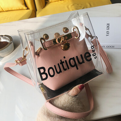 

Mini transparent bucket bag women 2019 spring&summer new tide fairy jelly Korean version of shoulder Messenger bag