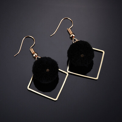 

New Fashion Style Coming Geometric Green Hair Ball Drop Earrings for Women Hollow Balls Short Dangle Earrings