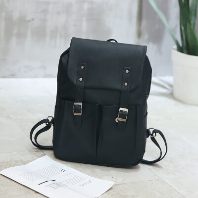 

Mens Backpack Shoulder Korean Edition Fashion Personality Pu Leather Leisure Baitie Chao Brand Backpack Retro Students Back