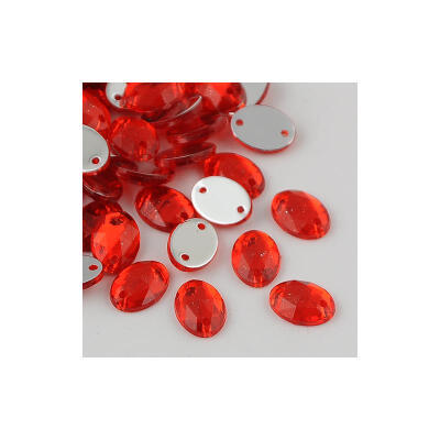 

Sew on Rhinestone Taiwan Acrylic Rhinestone Two Holes Garments Accessories Faceted Flat Oval OrangeRed 21x15x5mm Hole 1mm