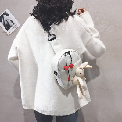 

Ins super fire chest bag female 2019 new wave Korean version of the wild canvas small bag cute rabbit shoulder Messenger bag