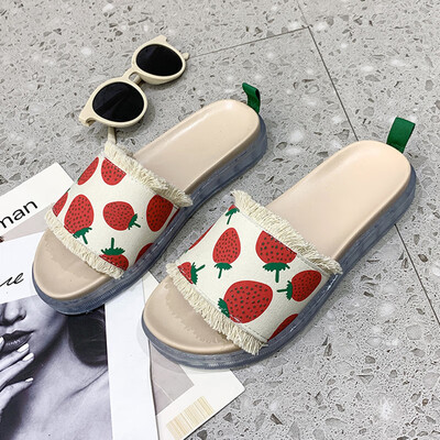 

Transparent thick bottom sandals&slippers in summer Korean version of the open-toed small fresh beach shoes lazy shoes
