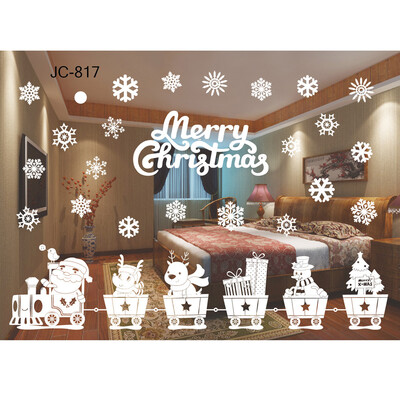 

Gobestart Christmas Living Room Xmas Santa Claus Snowman Elk Wall Stickers Window Decor A