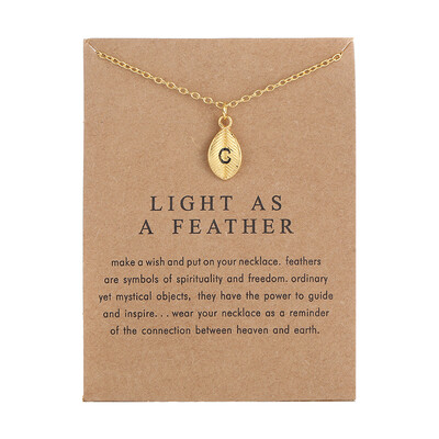 

New Arrived Leaves Light As A Feather Personality 26 English Letters Alphabet Necklace Alloy Pendant