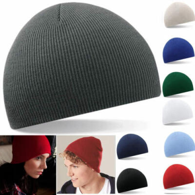 

Beanie Plain Knit Ski Hat Skull Cap Cuff Warm Winter Blank Colors Unisex Beany