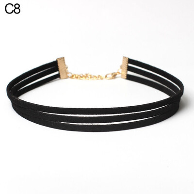 

Women\s Triangle Pendant Flower Lace Layered Wavy Velvet Vintage Choker Necklace