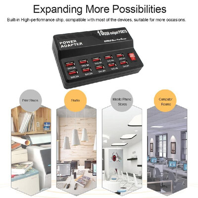 

Multifunctional High Speed 10-Port USB AC to DC Power Socket USB Charging Station Travel Charger for Smart Phones Pad Tablet & Oth