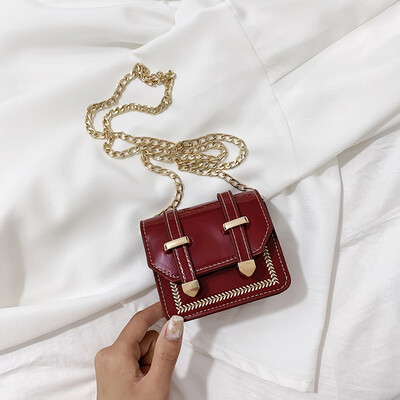 

Fashion mini shoulder Messenger bag female 2019 new chic chain double belt tongue sequins wild small square bag