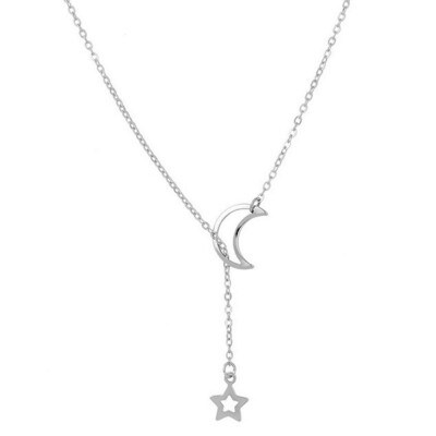 

Brand Designer Women Moon Star Pendant Necklace Gold Color Long Chain Link Necklace For Women Girl