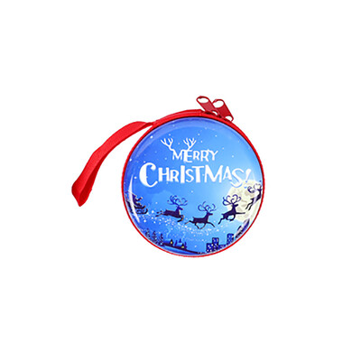 

Gobestart Santa Claus Snowman Tinplate Change Round Creative Coin Headphones Storage Box