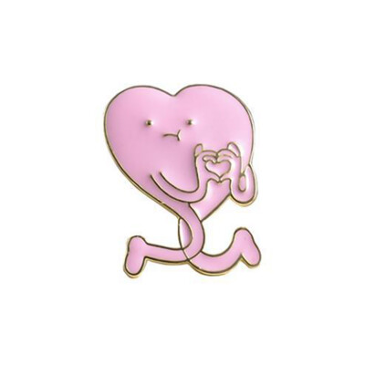 

Shipping Cartoon Cute Pink Heart Metal Enamel Brooch Pin Badge Fashion Jewelry For Women wholesale