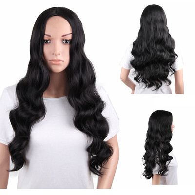 

〖Follure〗Women Fashion Lady Middle Part Big Wave Black Wig Curly Hair