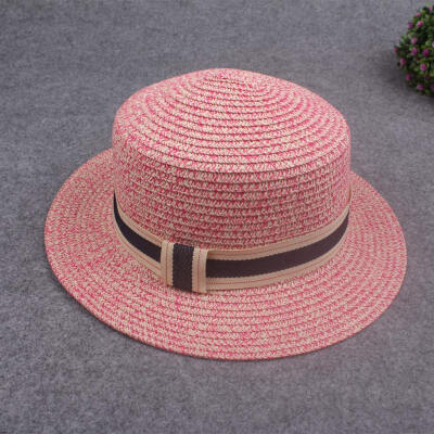 

New Fashion Women Straw Hat Ribbon Trim Wide Brim Summer Sun Beach Holiday Cap Fedora Trilby Hat