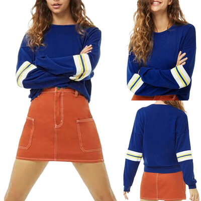 

Starmoon Women Autumn Winter Long Sleeve Patchwork Sport Sweatshirt Blouse Tops T Shirt