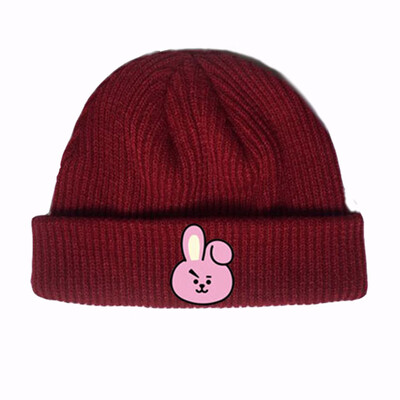 

CAR-TOBBY KPOP BTS Cartoon Knitted Hat Man Woman Winter Warm Knitted Cap