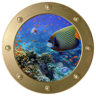 

Waterproof Cute Cartoon Submarine Windows Paste Creative Vivid Wall Sticker