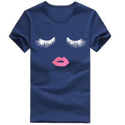 

Nomeni Women Girls Plus Size Cat Print Short Sleeved T-shirt Blouse Tops