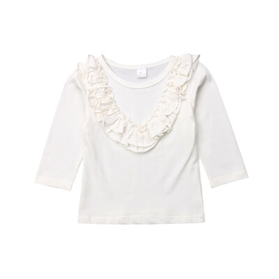 

Kids Baby Girls Vintage Ruffled Collar Cotton Long Sleeve Tops T Shirt Blouse