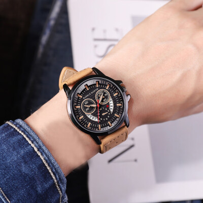 

Gobestart Men Creative Calendar Business Breathable Belt Quartz Watch