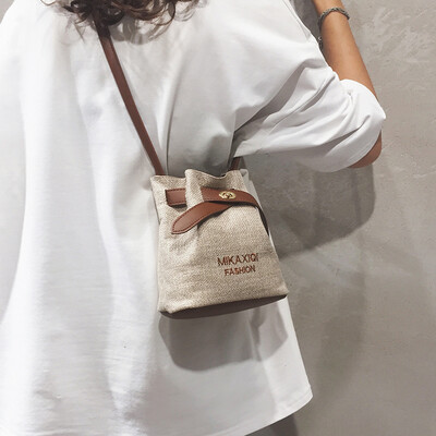 

Canvas bag female bag 2019 new wave Korean version of the wild Messenger bag Ocean shoulder bag girl fashion bucket bag