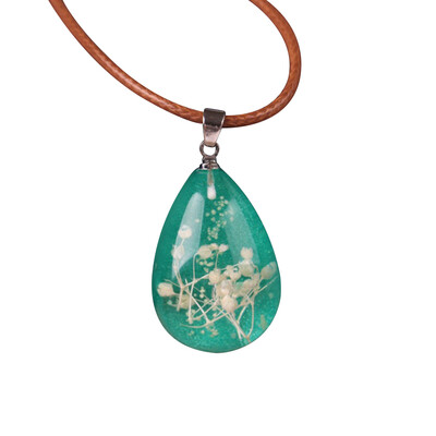 

Glow in The Dark Dried Flower Teardrop Pendant Necklace Women Xmas Gift Jewelry