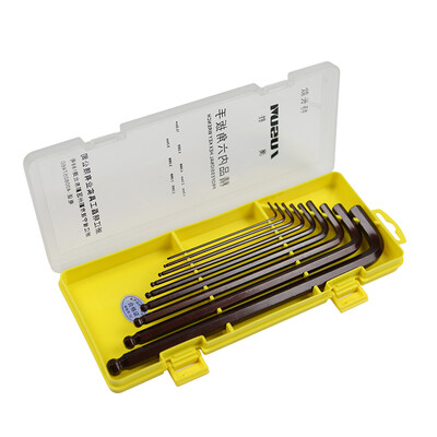

AUSUM S2 extra long ball head metric hex wrench hexagonal -shaped hexagonal screwdriver 9 piece set AS-2053