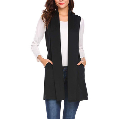 

Toponeto Womens Long Vests Sleeveless Draped Lightweight Open Front Cardigan Vest