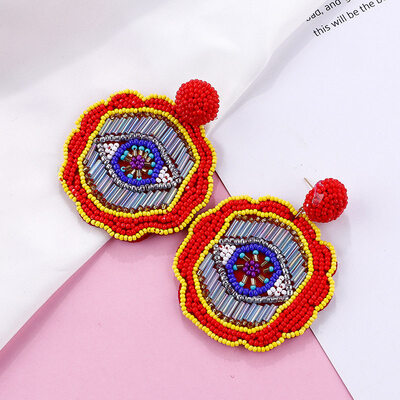 

Flashbuy Korean Style Beads Geometric Drop Earrings For Women Eyes Pattern Earrings Simple Trend Fashion Jewelry Earrings