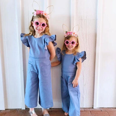 

Kid Baby Girl Denim Romper Jumpsuit Sunsuit Loose Jeans Clothes With Two Pockets