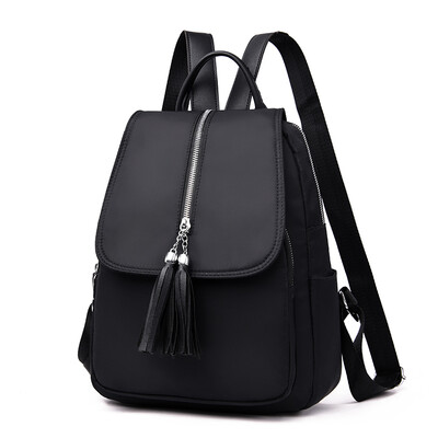 

Double - shouldered womens fringed Korean edition fashion 100 womens casual pu soft leather backpack travel bag