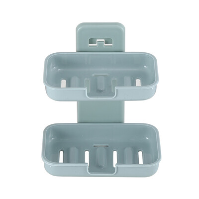 

Double Drain Soap Box Suction Cup Wall Mounted Soap Holder Bathroom Free Punch