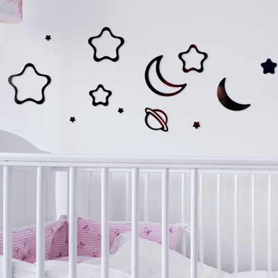 

Toponeto Mirror Wall Sticker Star Moon DIY Art Mural Home Room Decor Acrylic Decal