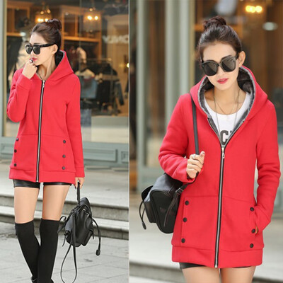 

Toponeto Womens Winter Warm Outwear Solid Hooded With Pockets Composite Coats Cardigan