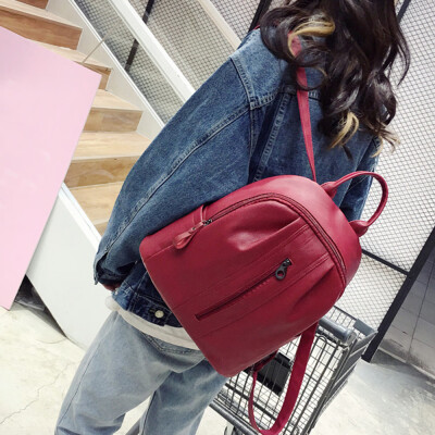

Tailored Womens Fashion Solid ZIpper Shoulder Bags Backpack Travel Rucksack BK