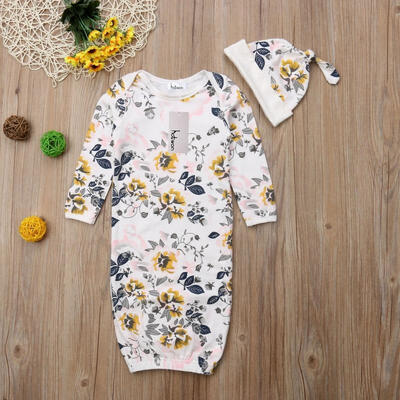 

Newborn Baby Floral Swaddles Blanket Sleeping Bag Bedding with Hat Outfits Set