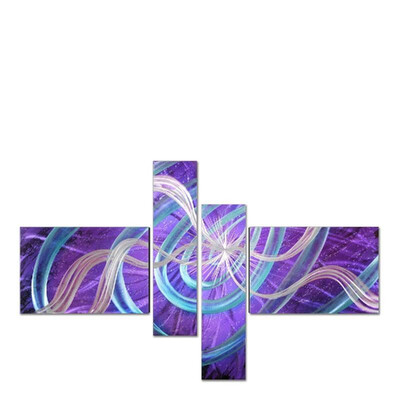 

Tooarts Aluminum 4-Panels Wall Sculptures Stars Abstract Etched Pattern Hanging Wall Decoration for Home Living Room 39"x24"
