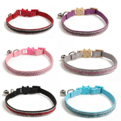 

Pet cat collar microfiber belt diamonds Leather Rhinestone Dog Collar Soft Cat