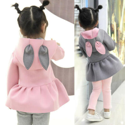 

Toddler Baby Girls 3D Ear Bunny Rabbit Coat Long Sleeve Jacket Outfits Clothes