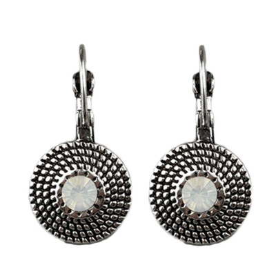 

Crystal Gifts High Retro Quality Jewelry Silver Pretty Earrings Filled Charm Sapphire Round Fashion Blue