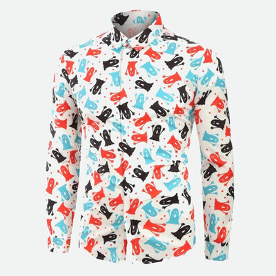 

Tailored Mens Autumn Fashion Casual Halloween Printed Long-sleeved Top Blouse Shirt