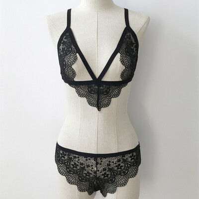 

Womens Underwear Sexy Lace Hollow Sheer Lingerie Bra Underwear Panties Briefs
