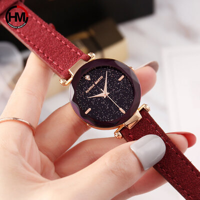 

Womens Watch Japan Quartz Luxury Brand Jewelry Ladies Wrist Watches Simple Star Dial Leather Female Clock Relogio Feminino Xfcs
